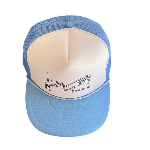 Vintage Mickey Gilley Tour 87 Trucker Hat White & Blue Mesh Adjustable Snapback - Picture 6 of 9